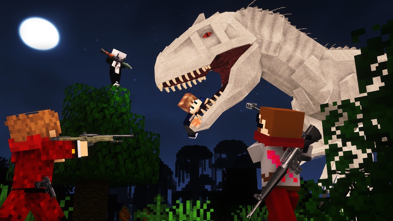 4 Idiots Hunt Down The INDOMINUS REX In Minecraft...