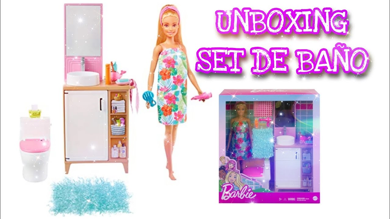 BARBIE SET DE BA&Ntilde;O |unboxing | casa de mu&ntilde;ecas 😃
