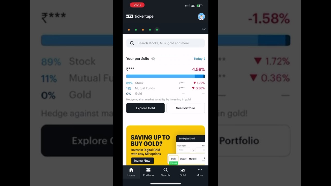OVERALL PORTFOLIO IN TICKERTAPE #stockmarket #trading #tickertape