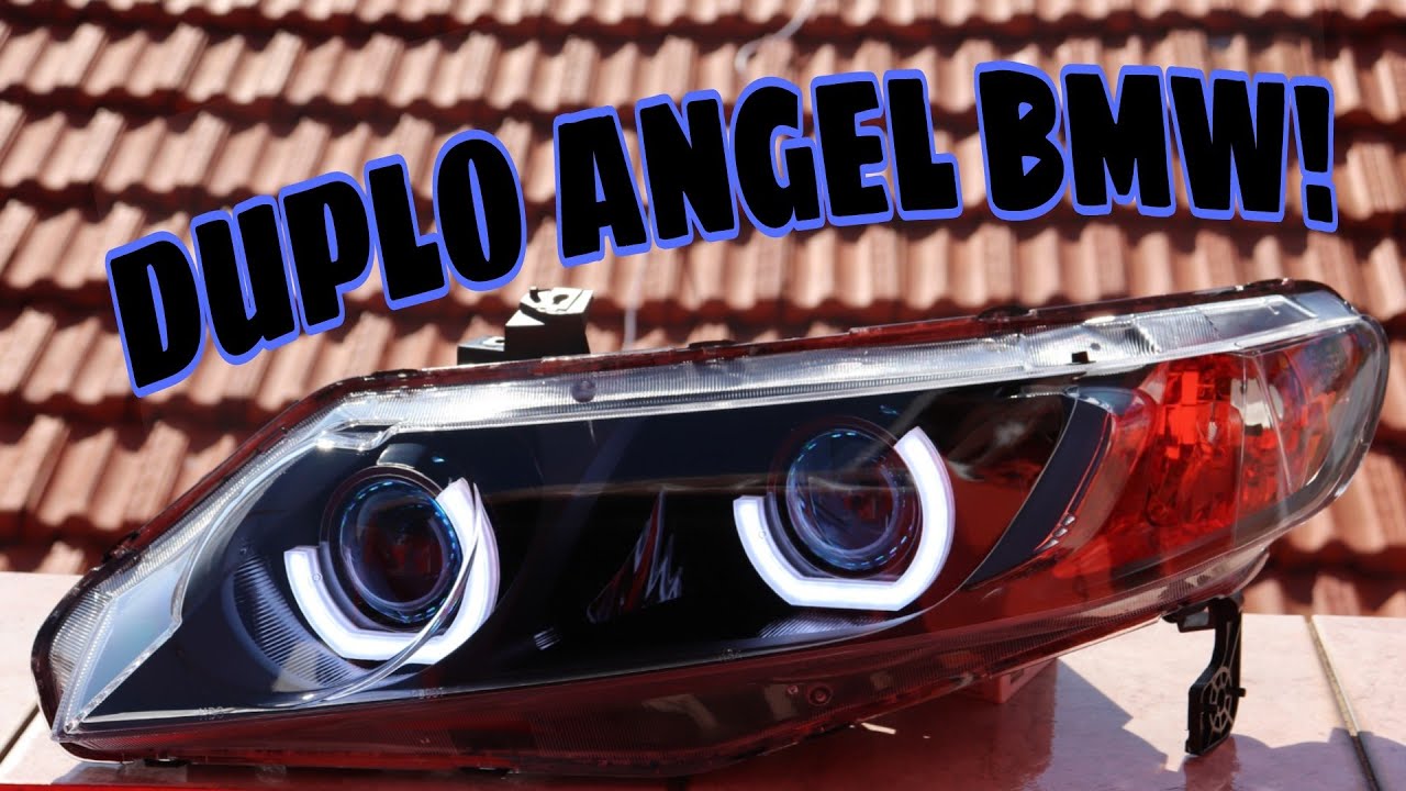 Farol New Civic com Duplo Angel Eyes BMW e Duplo Demon Bluetooth, o mais Top até agora!