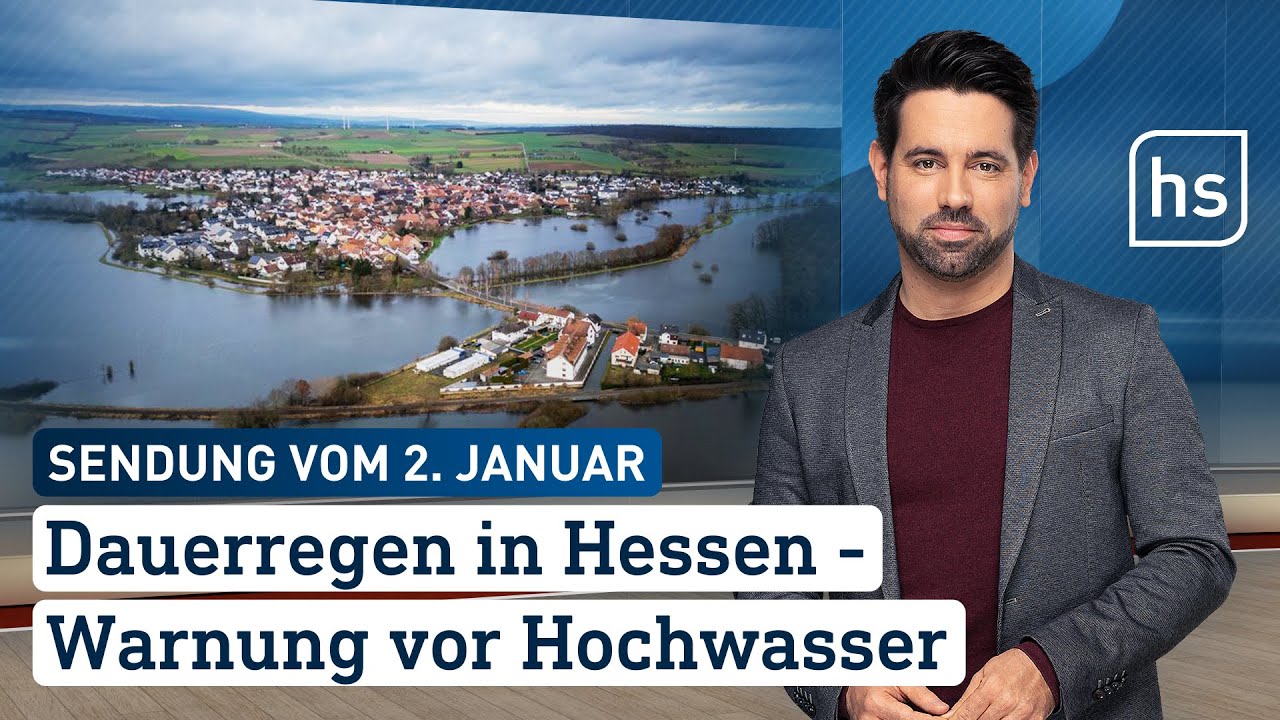 Dauerregen in Hessen - Warnung vor Hochwasser | hessenschau vom 02.01.2024
