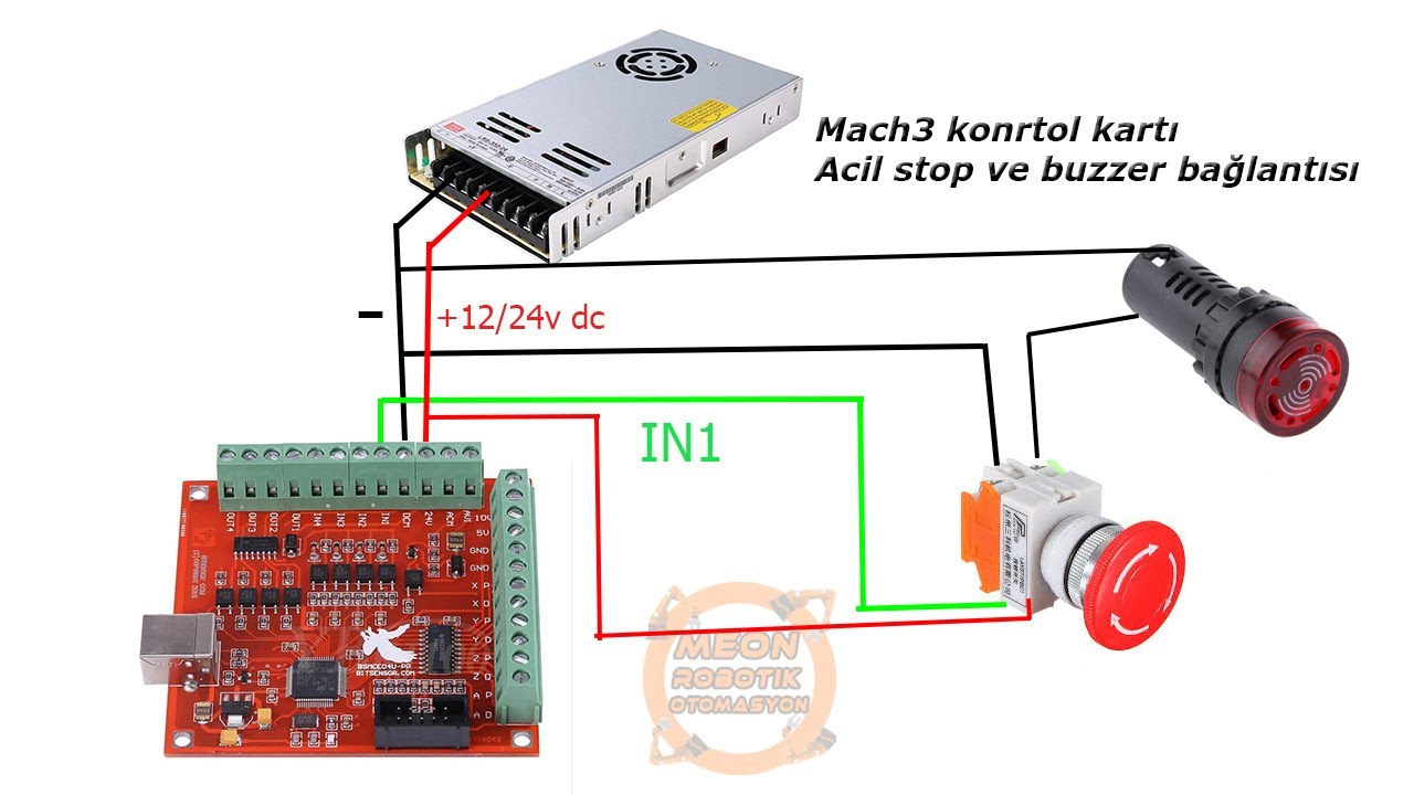 Mach3 Kontrol Kartı Acil Stop ve Buzzer Bağlantısı Nasıl Yapılır- Meon Robotik Otomasyon
