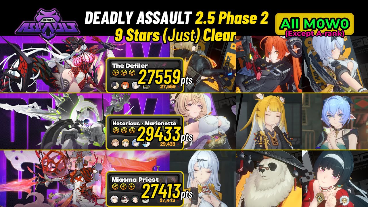 M0W0 SAnby x Yidhari x Yixuan | Deadly Assault 2.5 Phase 2 | 9 Stars Just Clear | Zenless Zone Zero