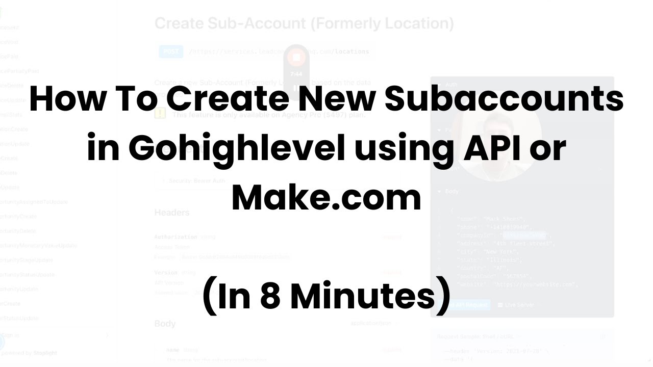 Tutorial: How To Create New Subaccounts In GHL Using API or Make.com in 8 minutes (2025)