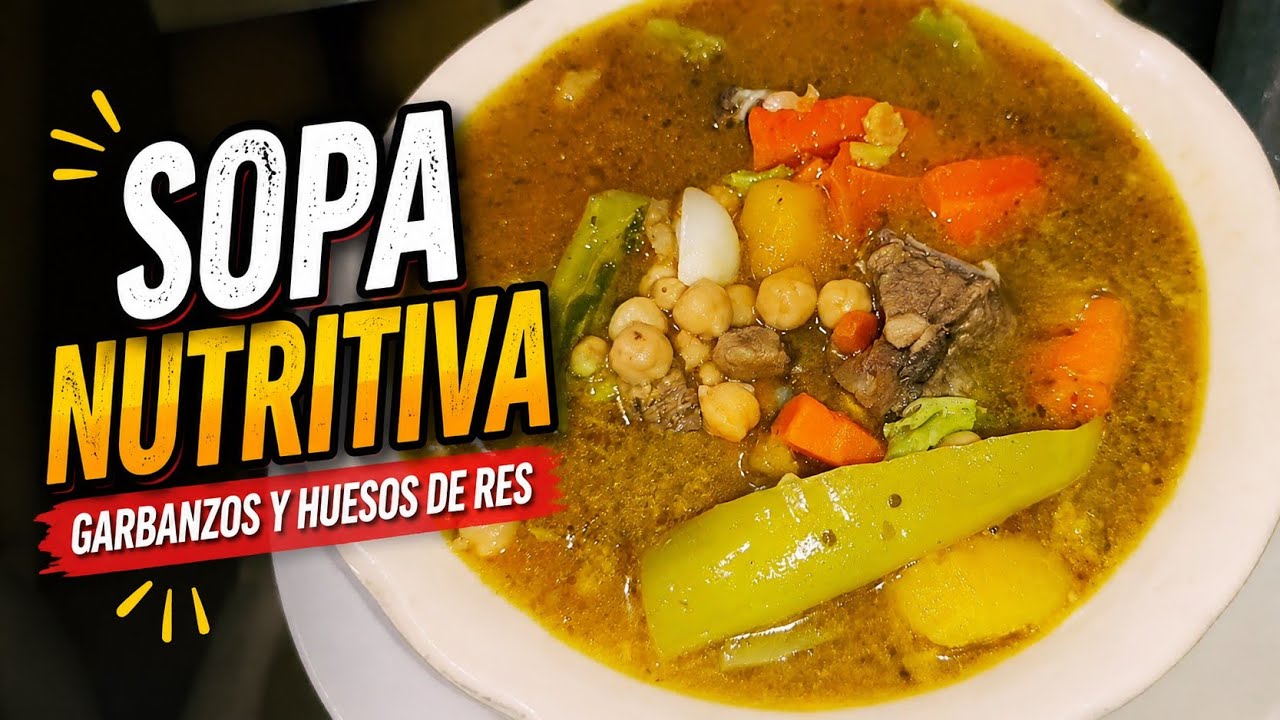 Cómo hacer una sopa de garbanzos con huesos de vaca #pasta #comidafacil #videoviral 