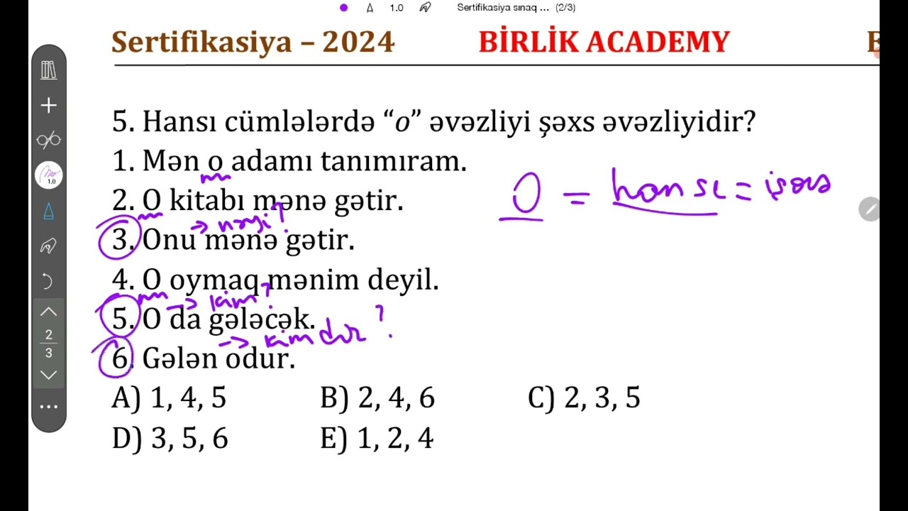 Ümumı sınaq 1/ Sertifikasiya 2024 imtahan nümunəsi - Elnur Camallı.
