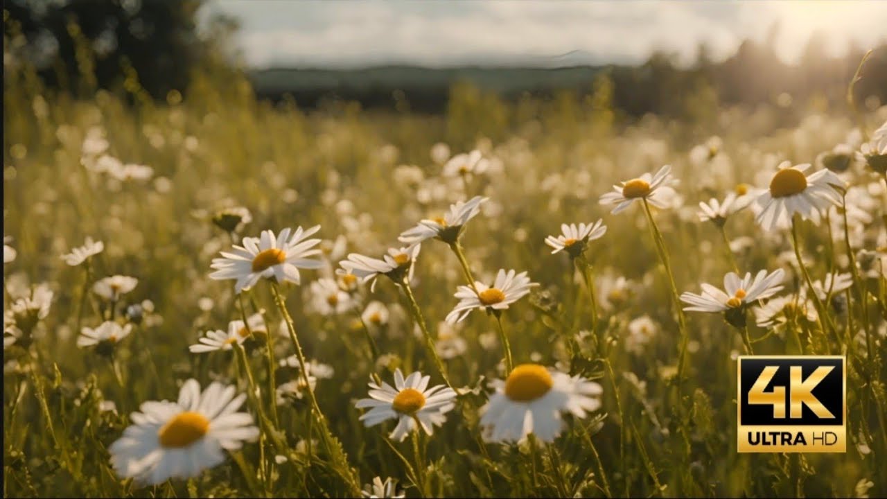 ​1 Hour 4K Spring Meadow Screensaver | Idyllic Nature Loop | Sunny Background
