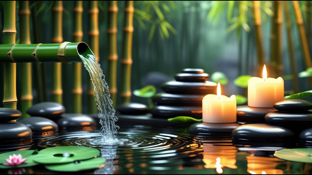 Calming Bamboo Water Sounds 💧🎋 with Gentle Piano for Sleep, Stress Relief and Healing #628