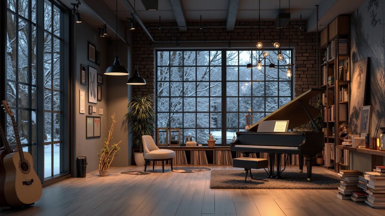 Зимние Прохладные Фортепианные Ритмы для Уютных Снежных Дней в Городской Студии