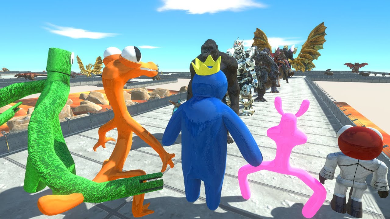5X Rainbow Friends Roblox Lava Death Run - Animal Revolt Battle Simulator