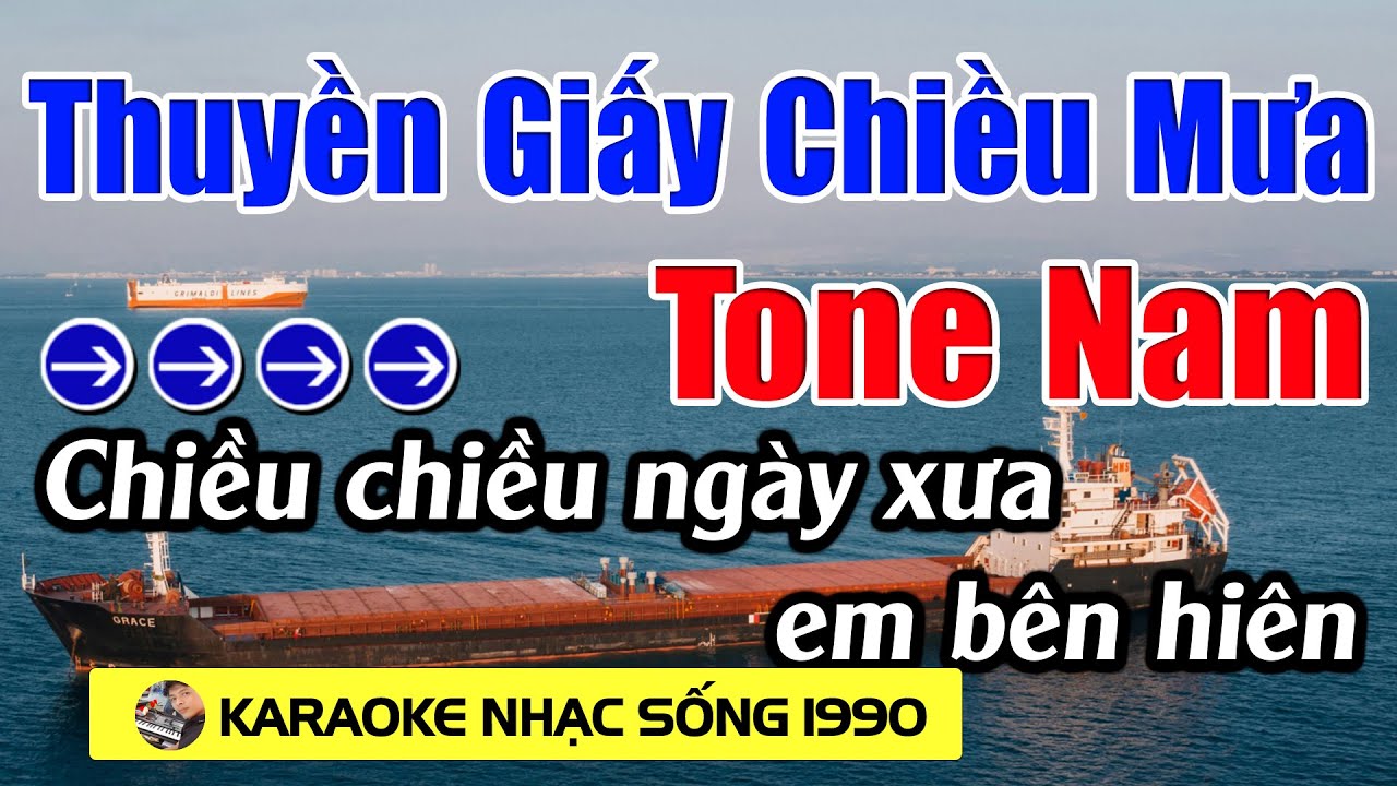 Thuyền Giấy Chiều Mưa - Karaoke Tone Nam - Karaoke Nhạc Sống 1990 - Beat Mới