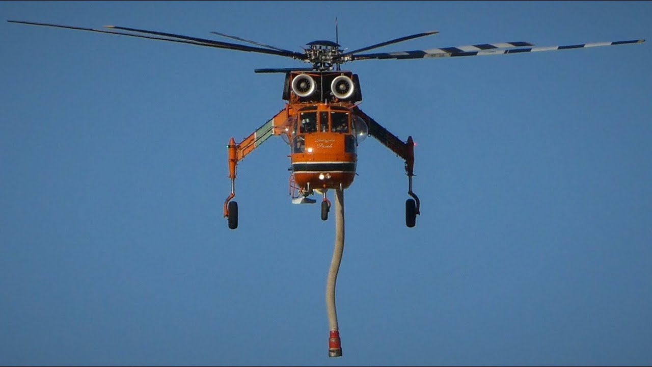S-64E Air-Crane & 4 Bell 214B Helitacks at Bushfire in Hopeland W.A. 28 Jan 2020