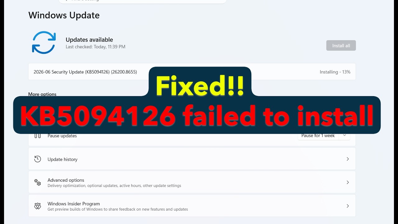 How to fix update KB5094126 failed to install in Windows 11 25H2 or 24H2
