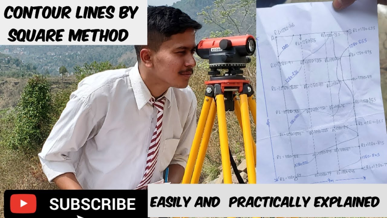 How to make contour lines of a field || square method || Practically explained ||