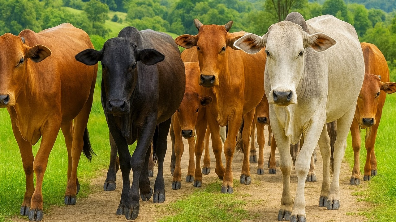 WOW AMAZING, Hundreds of cows walking in droves towards the pen, Cute cow walking leisurely, Cow moo
