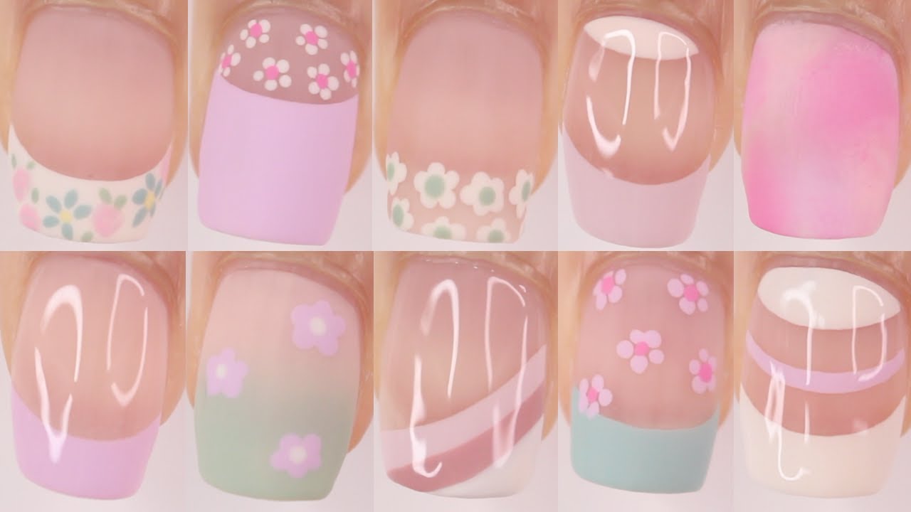 12 EASY nail designs for beginners at home, spring nail art compilation 2025, natural nails