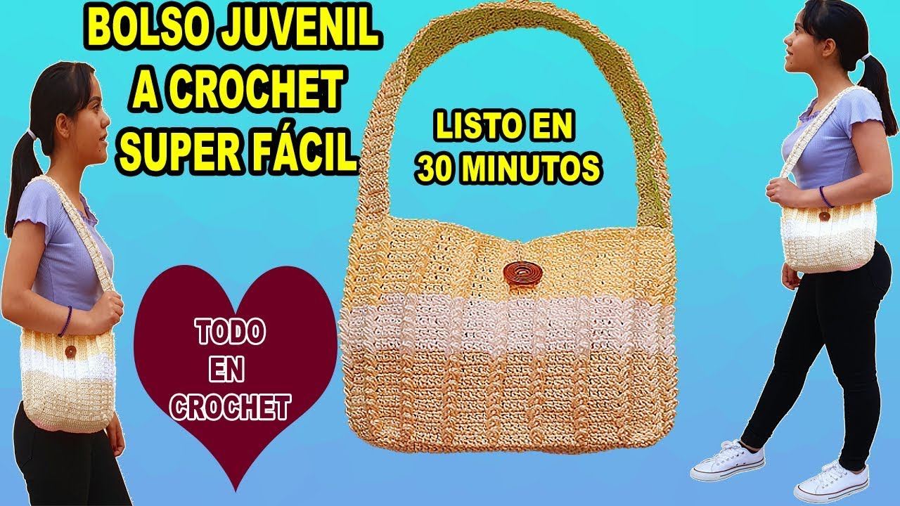 BOLSO facil tejido crochet paso a paso - punto 3D - ganchillo para principiantes