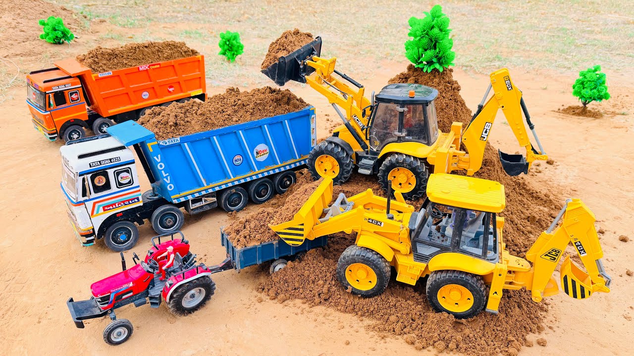2 JCB 4CX Backhoe fully loading sand Tata truck 2518 | Mahindra Arjun novo 605Di tractor | jcb gadi