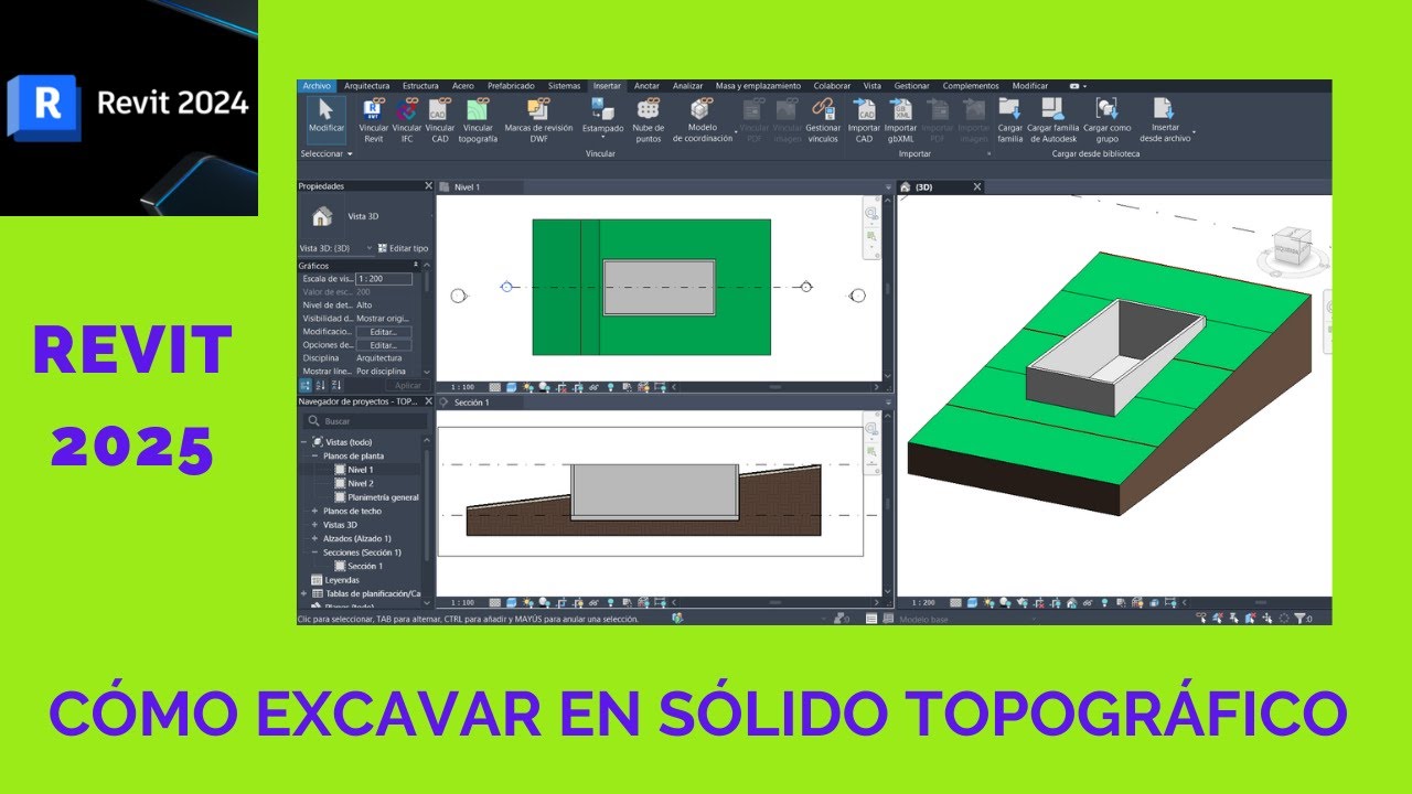 REVIT -  Cómo EXCAVAR en Sólido Topográfico - Revit 2025