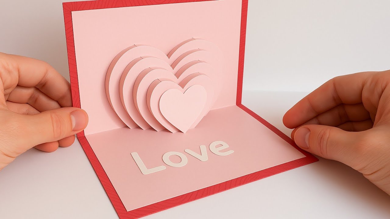 Carte Popup coeur en kirigami - DIY fête des mères
