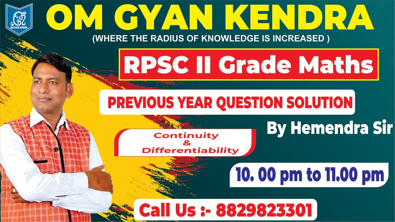 RPSC 2nd GRADE PYQ SOLUTION  | Continuity and  Differentiability   | ( 2011 -  2018) |
