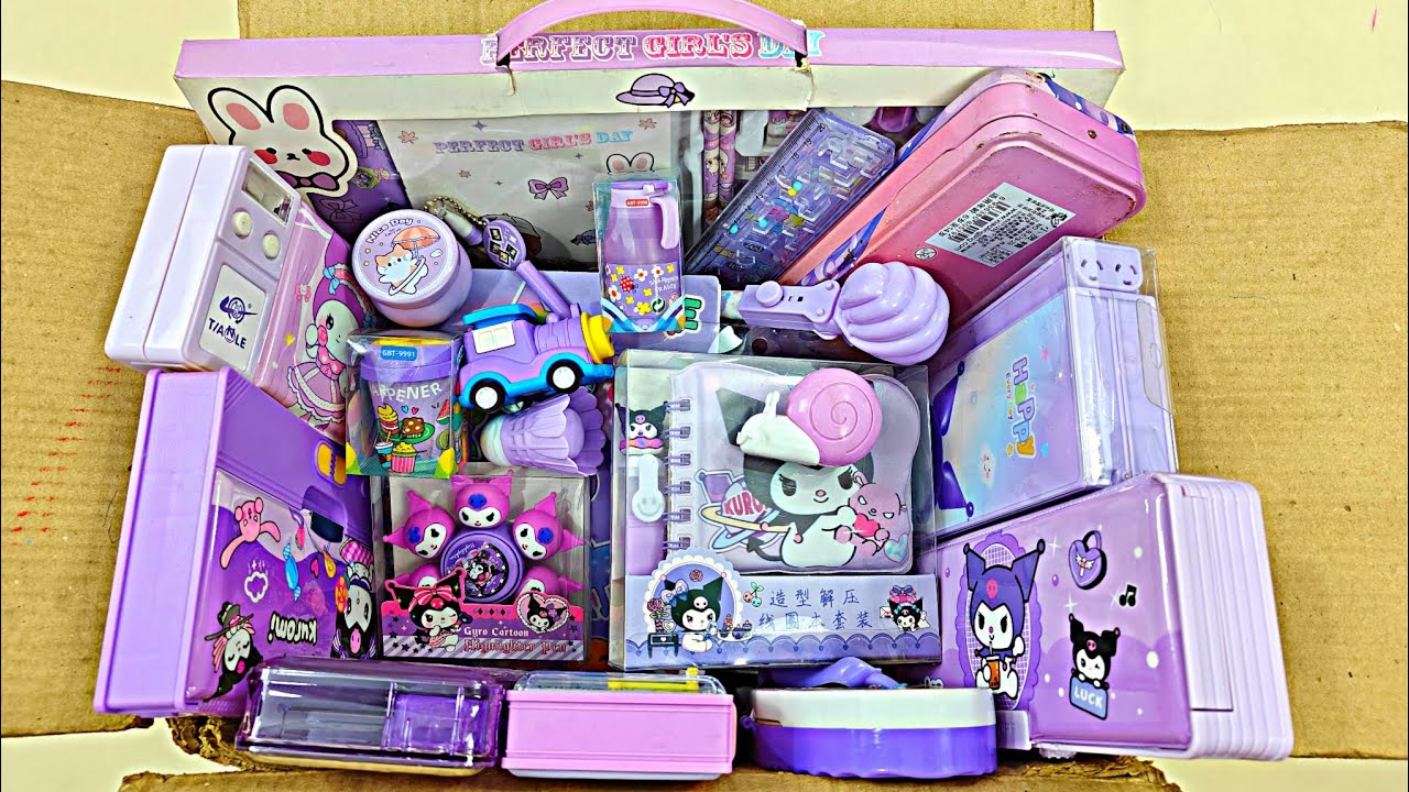 Superb Purple Stationery - Jumbo Pencil Box, Spinner Highlighter, School Stationery, Coin Bank, Toys