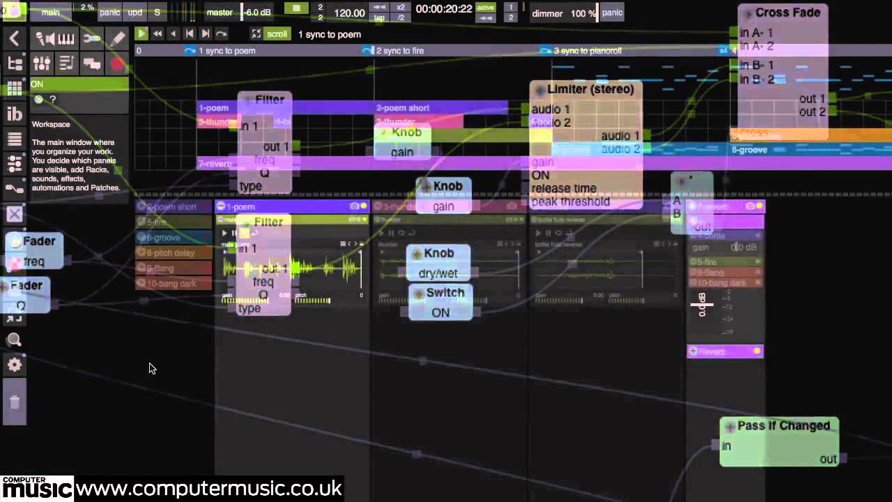 Sensomusic Usine Hollyhock 2 modular software in action