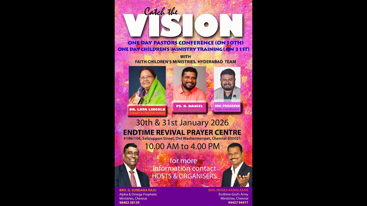 🛑🅻🅸🆅🅴 Catch The Vision || One Day Pastor's Conference || Dr.Sis.Lata Lincoln || 30th January 2026