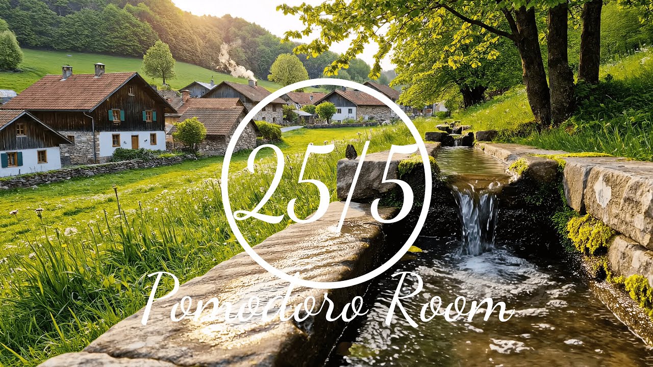 Peaceful Swiss Village Pomodoro | Flowing Spring Sounds for Study & Focus