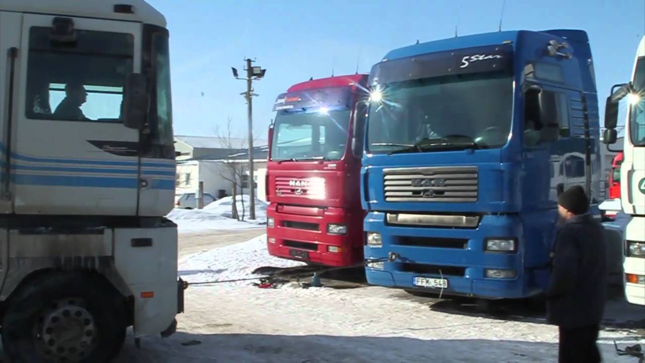 Transporting MAN TGA from Lithuania (-21C cold) 16.02.2011.
