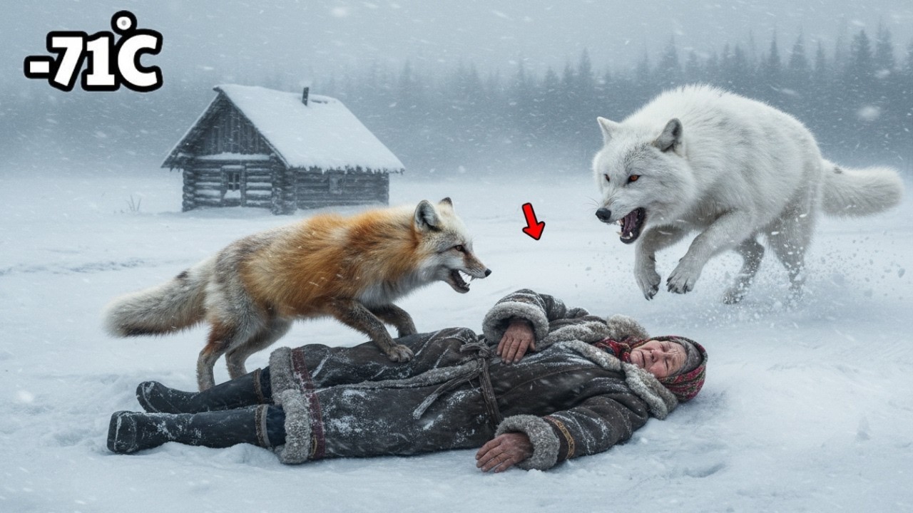 −71°C Blizzard in Siberia | A Brave Fox Protects an Unconscious Old Woman from Wolves