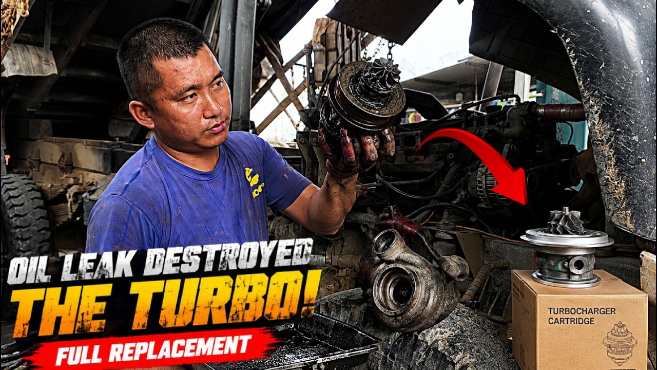 Heavy Truck Turbo Failure! Replacing a Damaged Turbo Core Leaking Oil