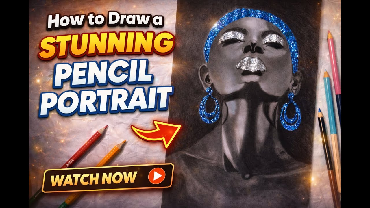 How to Draw a Stunning Charcoal Pencil Portrait with Glitter✨ #youtubevideo #youtubechannel #drawing