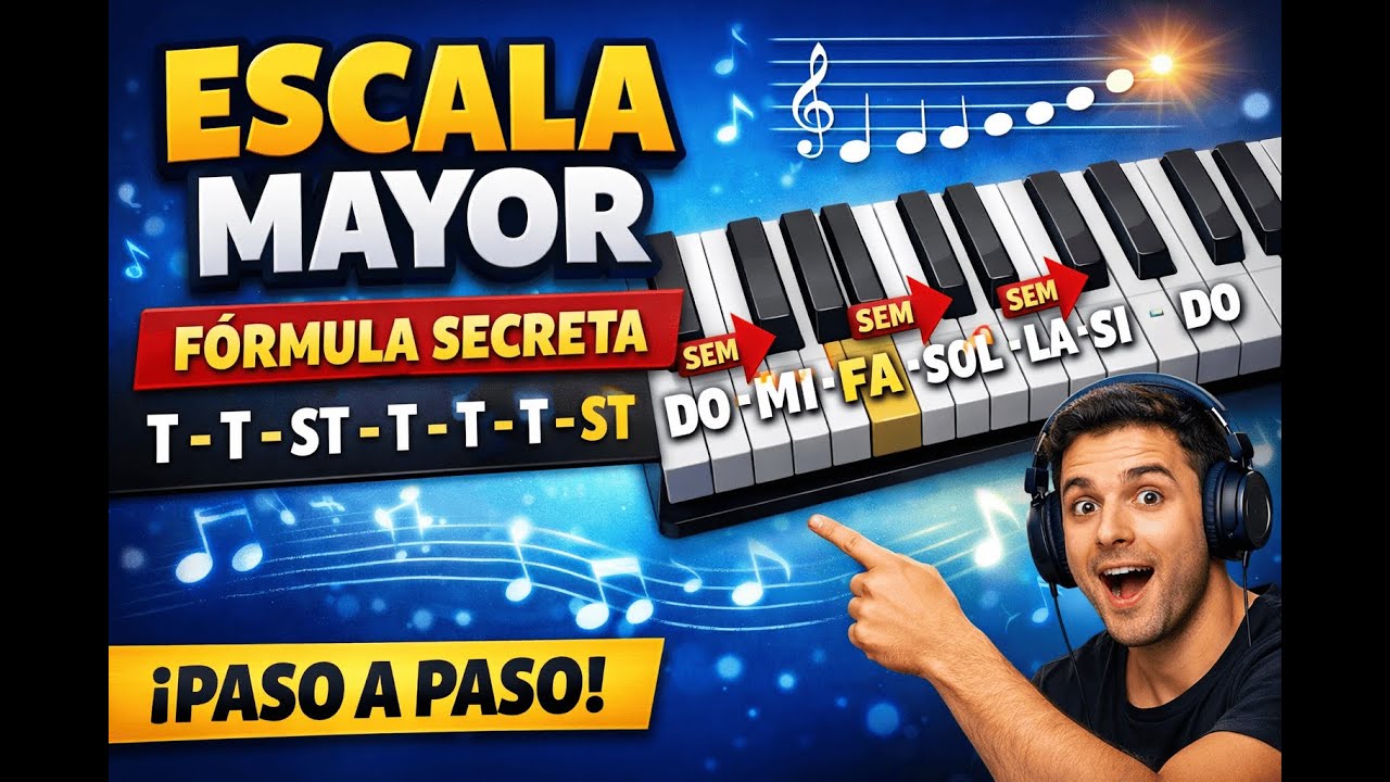 “Escala mayor en 7 pasos tonos, semitonos y cómo construirla desde cualquier nota”