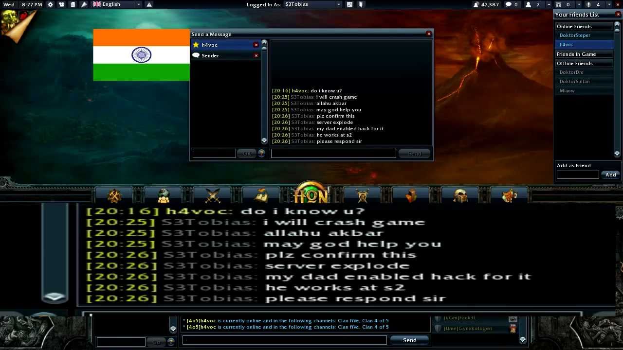 Indian Cyber Warriors Take Down HoN Servers & Demand Indian Flag