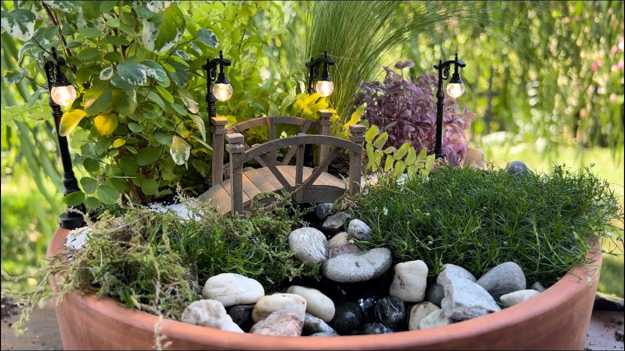 Fairy garden with lights and a stream! ✨🧚 || Visit Our Garden