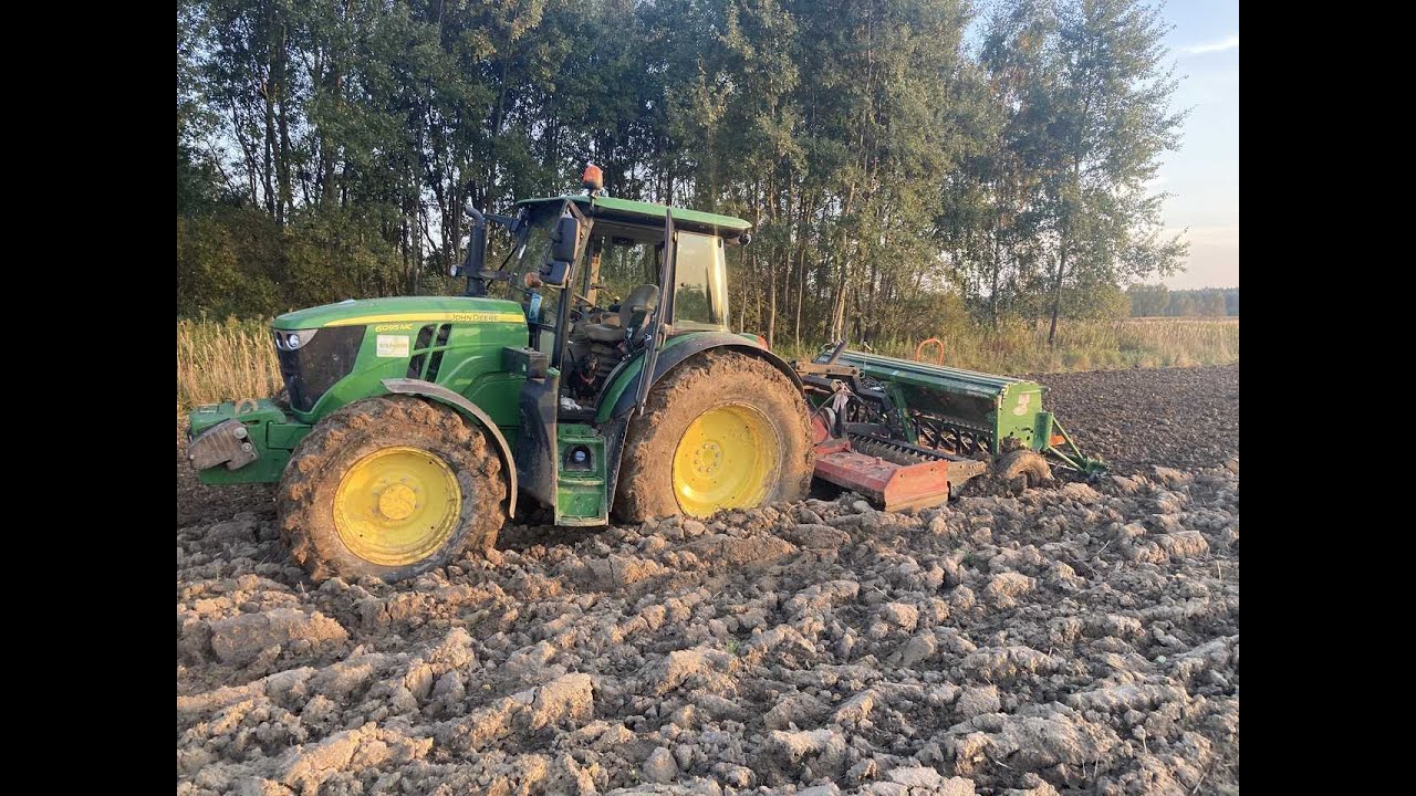 Siejemy pszeniczke w błoto. John deere 6095mc, Amazone d9