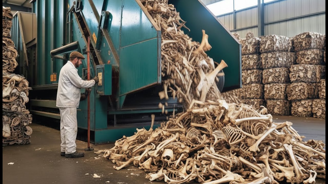 Inside the Animal Bone Recycling Factory - From Bone Crushing to Bone Buttons (Full Process)