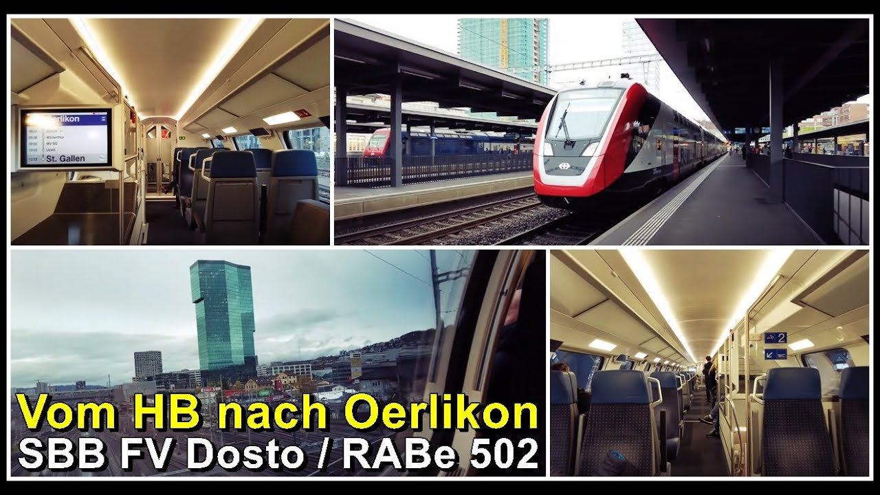 Zugfahrt mit dem SBB FV-Dosto (RABe 502) vom Hauptbahnhof zum Bahnhof Zürich Oerlikon