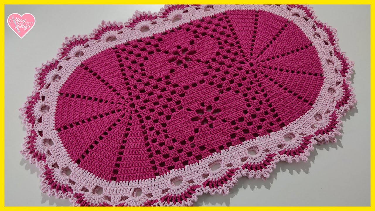 (VENDE VENDE) TAPETE DE CROCHÊ PINK COM FLOR Passo a passo completo
