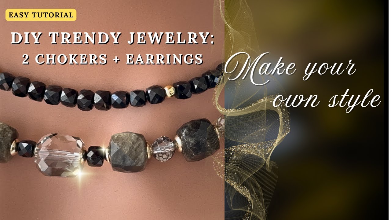 DIY Beaded Choker Necklace Set Tutorial | 2 Layered Necklaces + Earrings