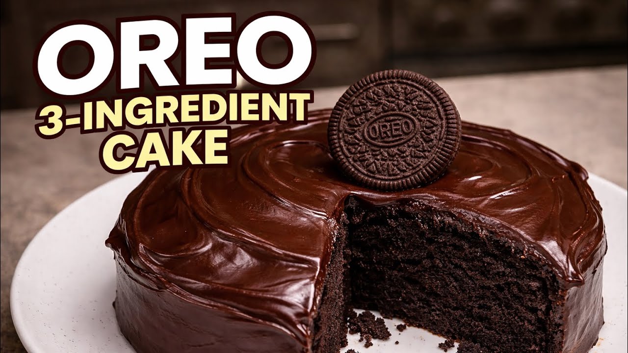 3-Ingredient Dark Chocolate Oreo Cake (Oven-Baked & No Eggs!)
