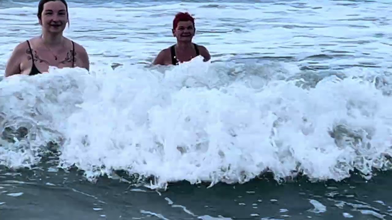 Polish Grandma Crashing Waves at Nexus Karambunai Seaside #travel #fypviral #island #beachvibes #fyp