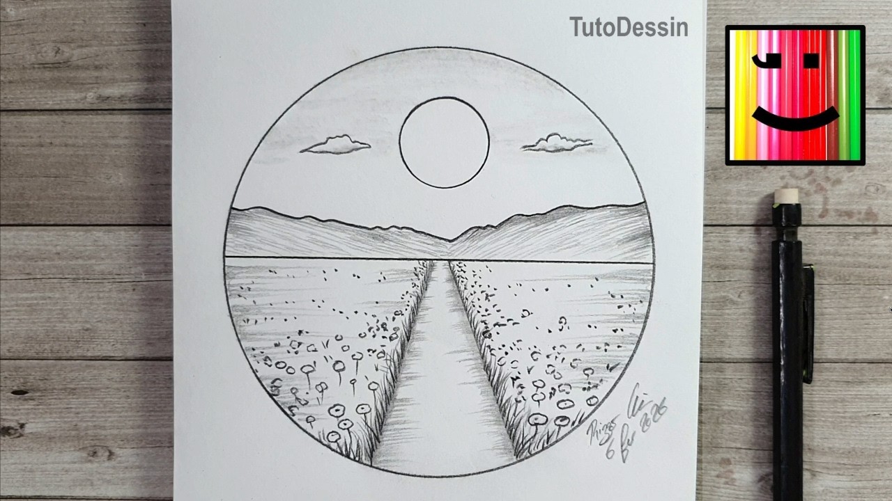 Tutoriel dessin | Champs de coquelicots simples au crayon