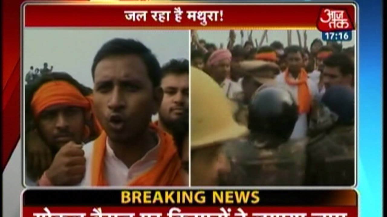 Police lathi-charge farmer protests at Mathura