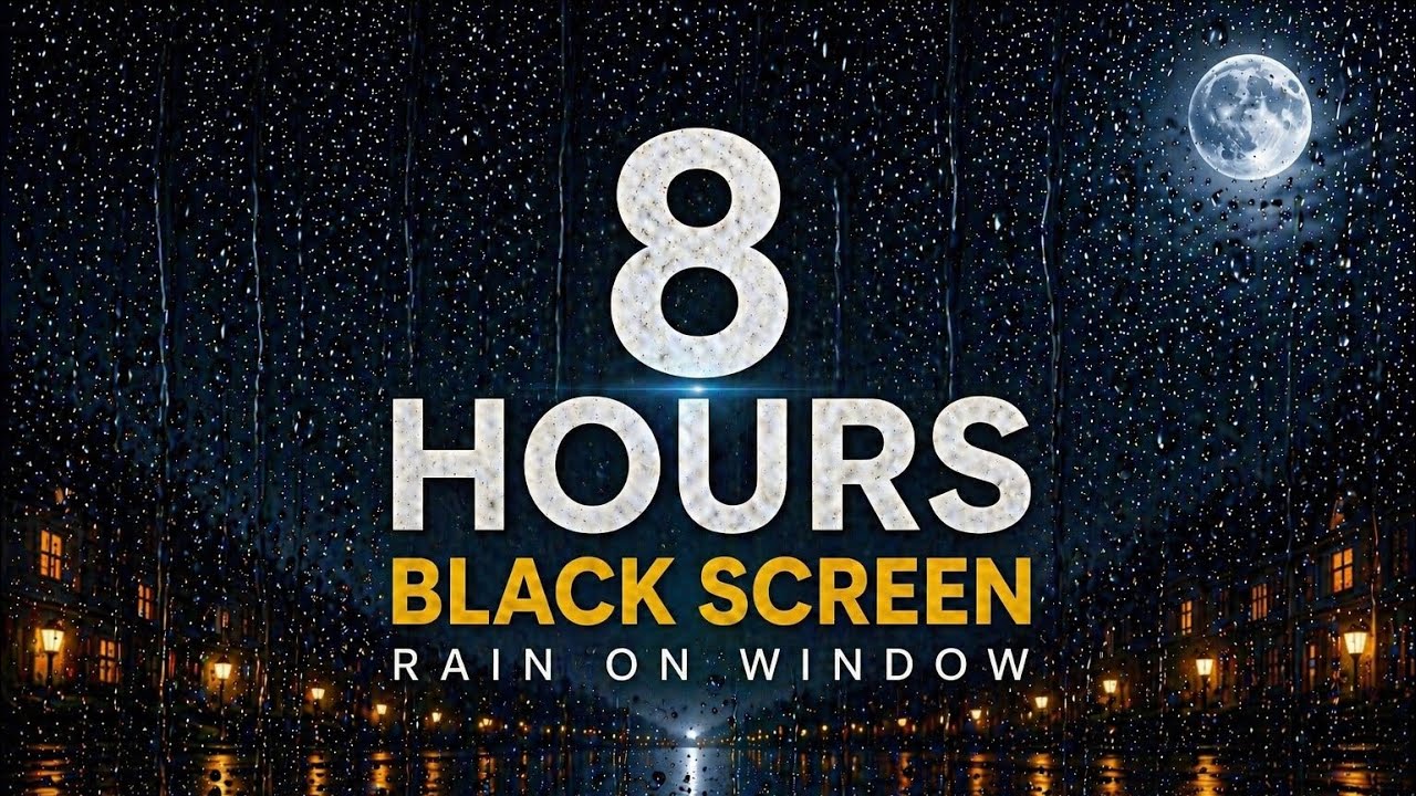 8 Hours Rain on Window Sounds | Cozy Night | Black Screen