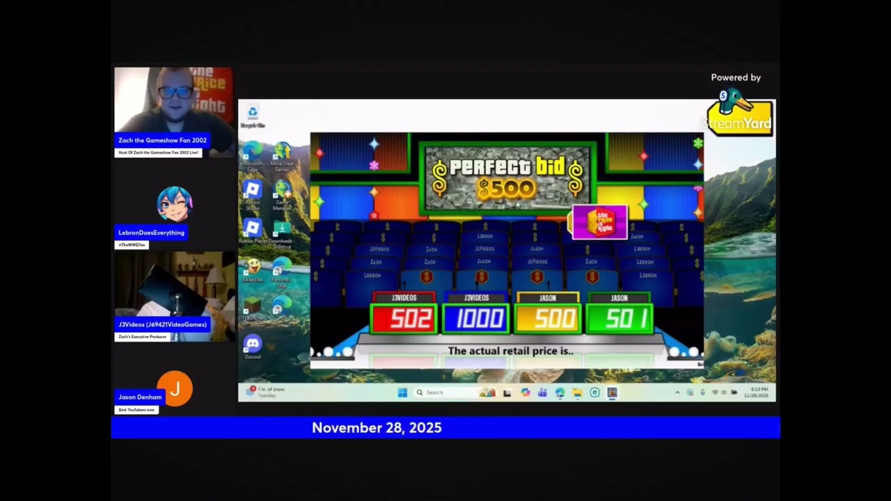 A lot of overbids and 2 perfect bids on Bigjon’s price is right ￼