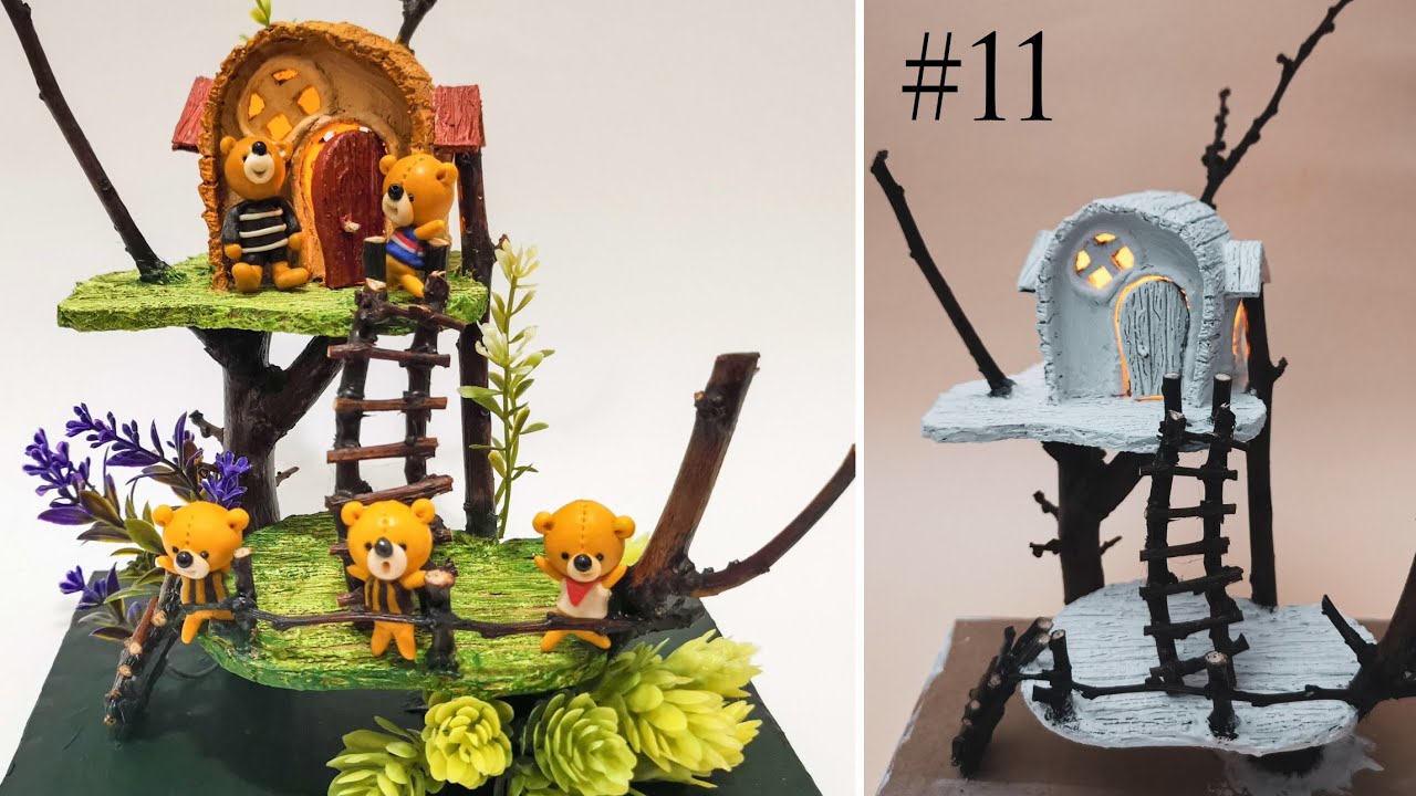 DIY Fairy Tree House Using Cardboard & Twigs