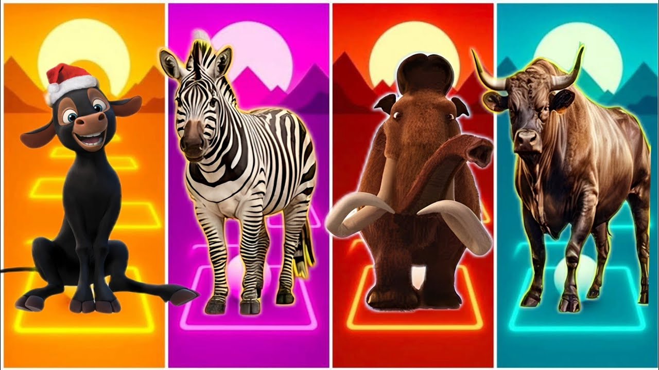 Весёлый Фердинанд 🐃🆚 Весёлая Зебра 🦓🆚 Весёлый Мамонт 🦣🆚 Весёлый Бык 🐂 🆚 Tiles Hop EDM Rush