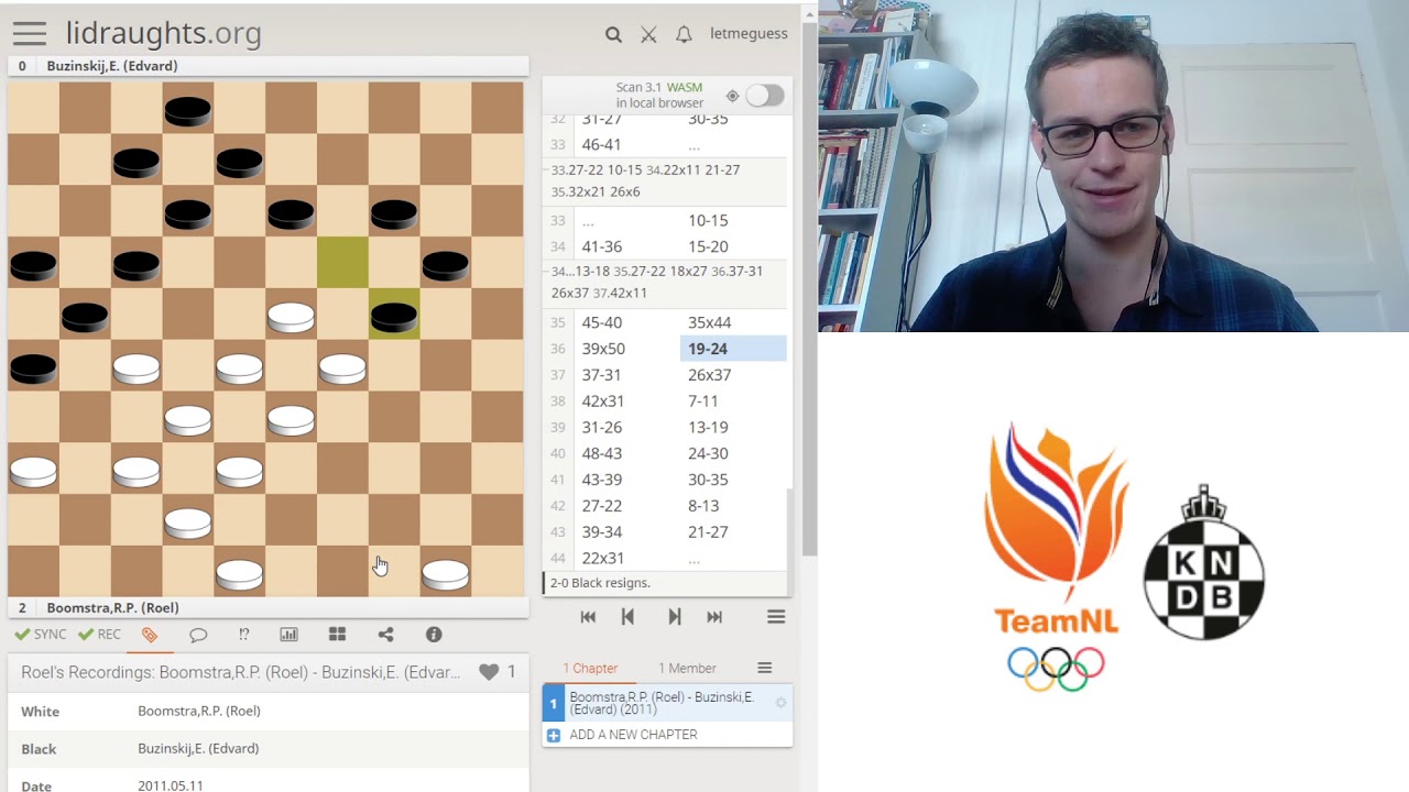Video-analysis: Roel Boomstra - Edvard Buzinski (2011) - Draughts 10x10
